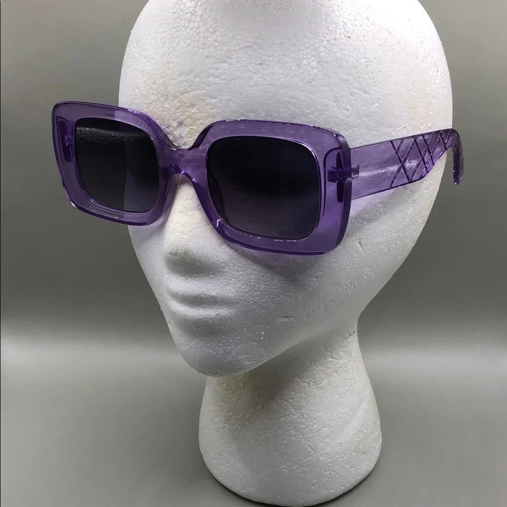 Kurt Geiger London crystal purple textured square sunglasses semi oversized.